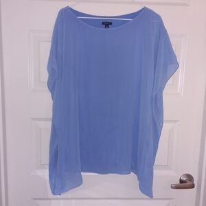 Ann Taylor Blue Dolman Sleeve Tunic Relaxed Fit